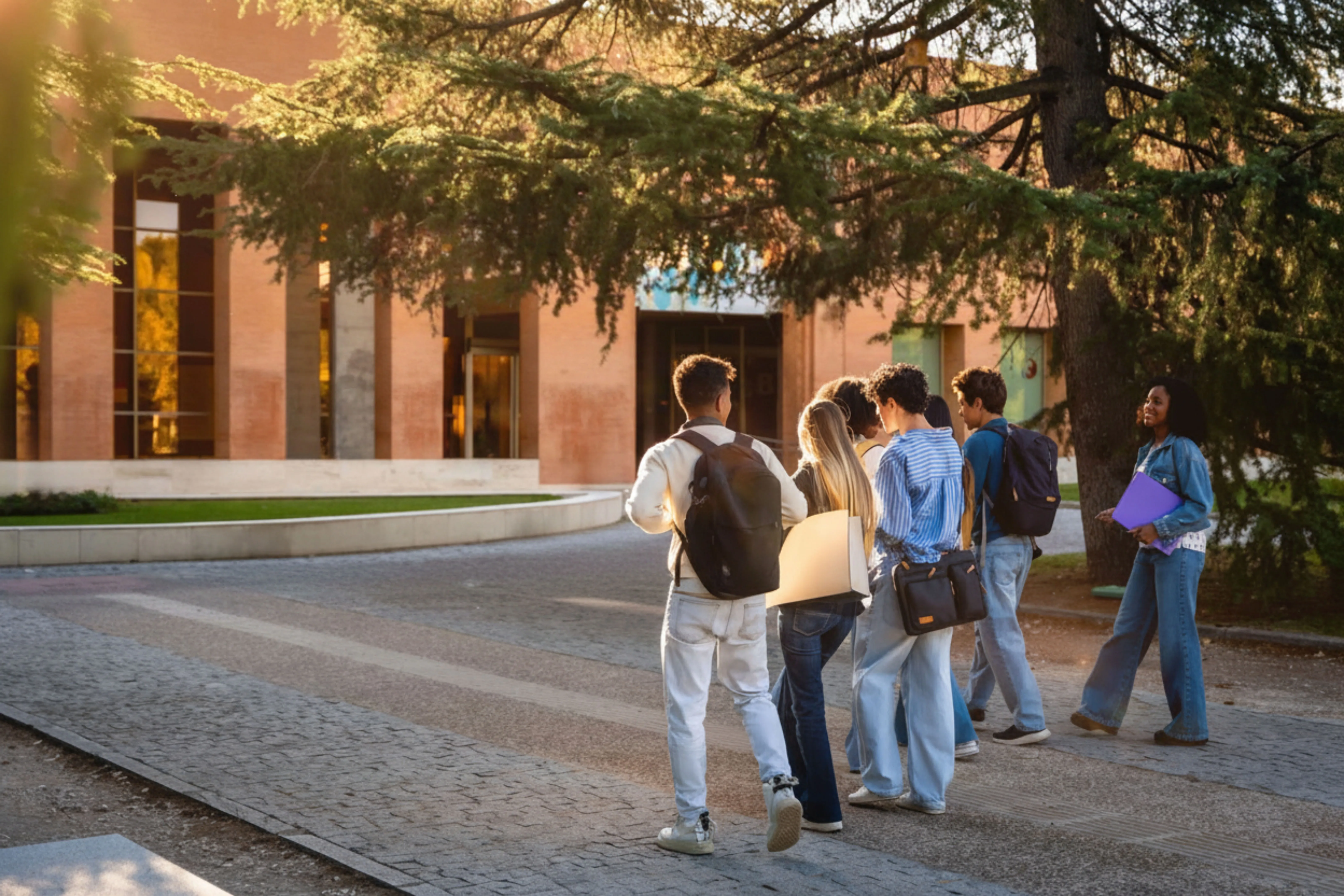 Former foster youth walking to school.